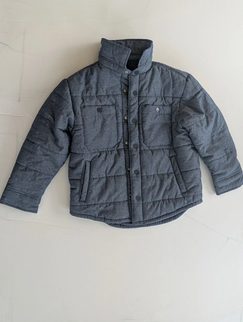 Boy's Free Assembly Blue Quilted Shirt Jacket - Lightweight Puffer Overshirt